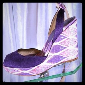 Vintage inspired Wedge Slingback Peep Toe Sandals